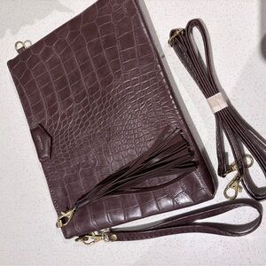 Pixie Mood Brown Crocodile-Embossed purse